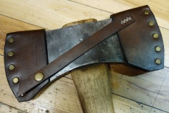 double-bit felling axe with custom sheath