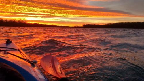 winter paddle at sunrise - Lake Evergreen Central Illinois